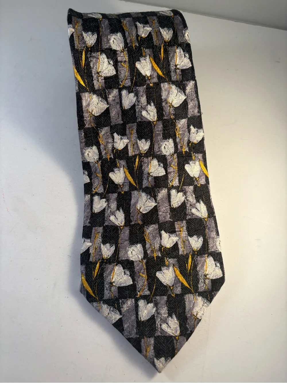 Lot Of 2 Ermenegildo Zegna Silk Ties Black Floral Tulip Carnation Luxury Italy